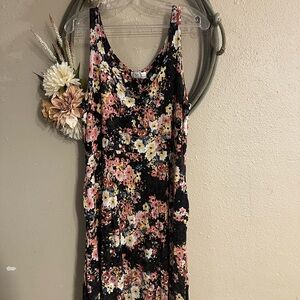 24/7 Floral Sleeveless Dress - Black and Pink sz L